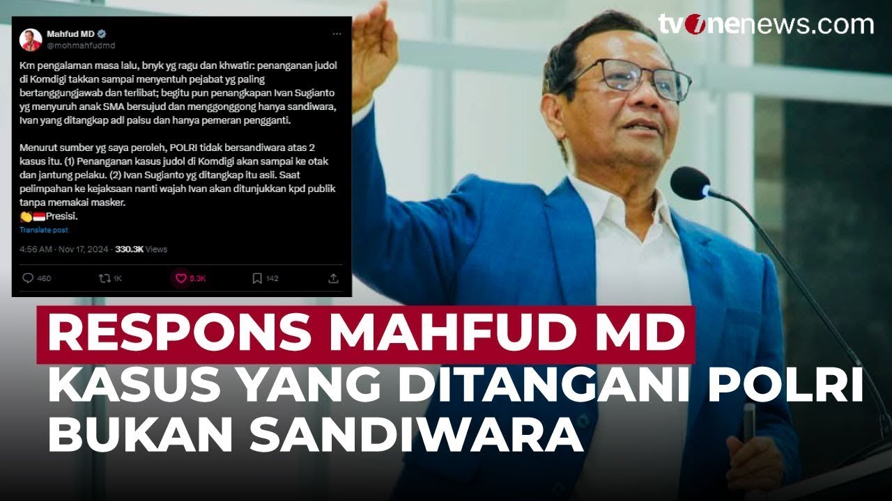 Mahfud MD Ungkap Penanganan Judi Online di Komdigi dan Kasus Ivan Sugianto